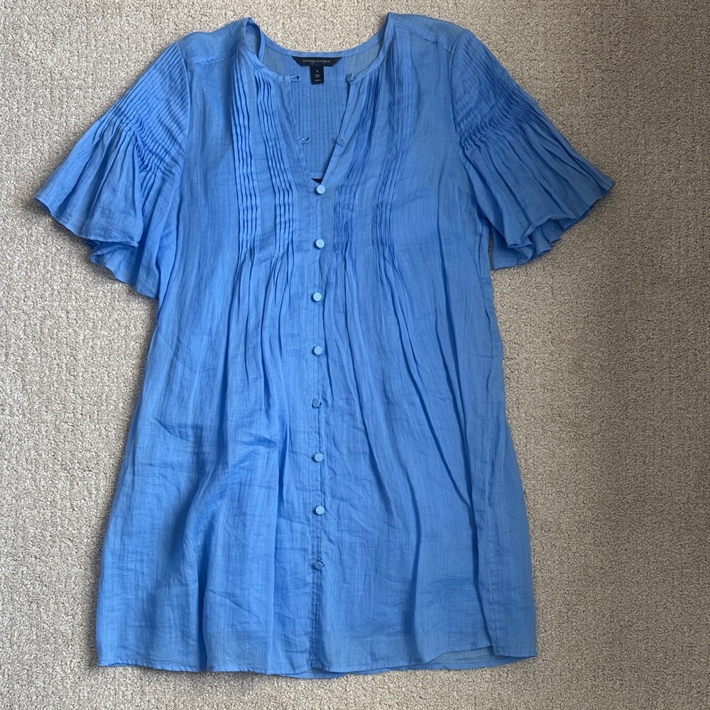 Banana Republic Women's dress, blue 100% Ramie cotton, slip dress lined